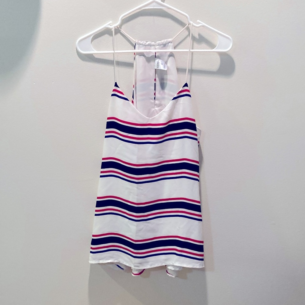 Express red, blue, and black striped tank top.